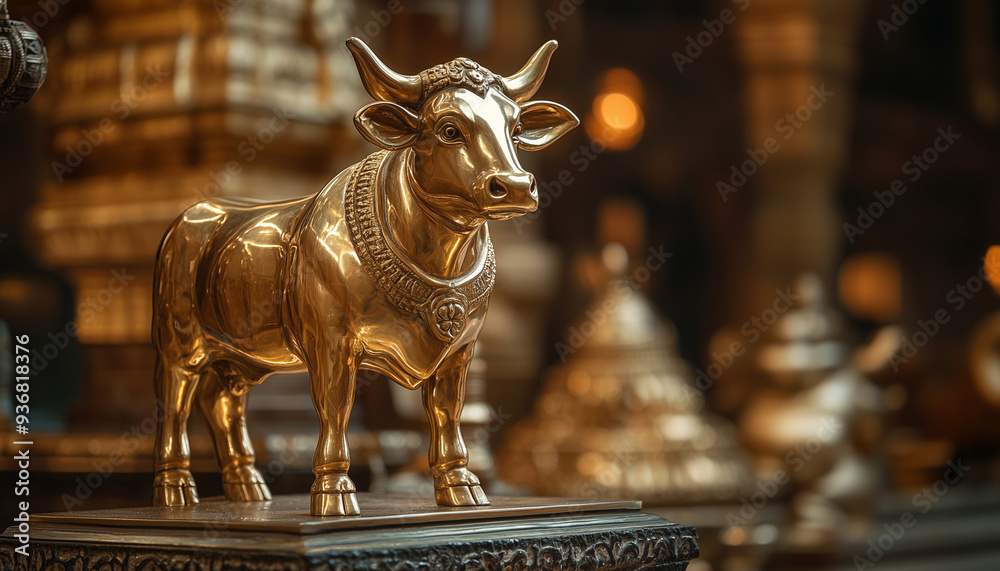 worship golden calf, statue of a golden hanging animal worship golden calf, statue of a golden hanging animal