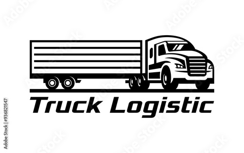 Large trailer truck in vintage style. - vector silhouette 
