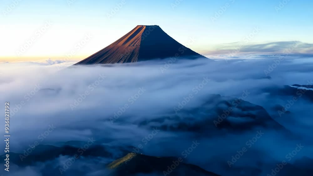 Explore the breathtaking sunrise over the volcano amidst swirling clouds in Central America Explore the breathtaking sunrise over the volcano amidst swirling clouds in Central America
