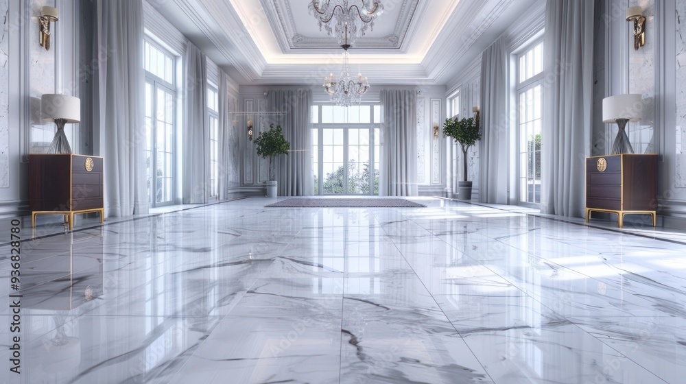 Fototapeta premium Luxury Interior Design with Marble Flooring