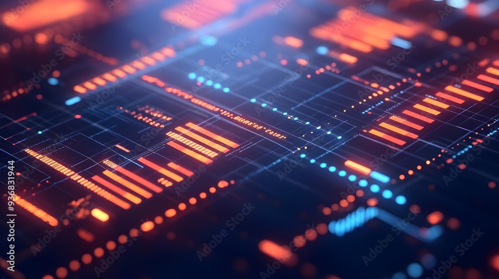 Abstract Digital Technology Background with Red and Blue Lights Abstract Digital Technology Background with Red and Blue Lights