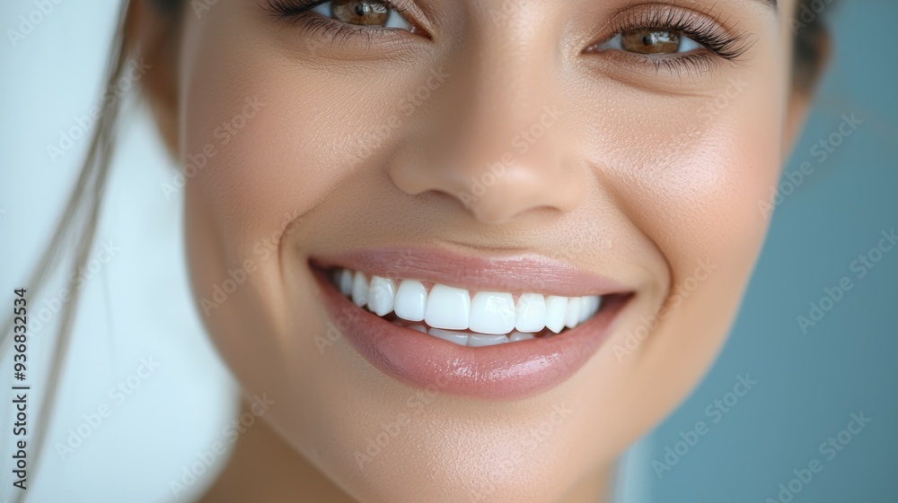 A woman with a big smile on her face, showing off her white teeth A woman with a big smile on her face, showing off her white teeth