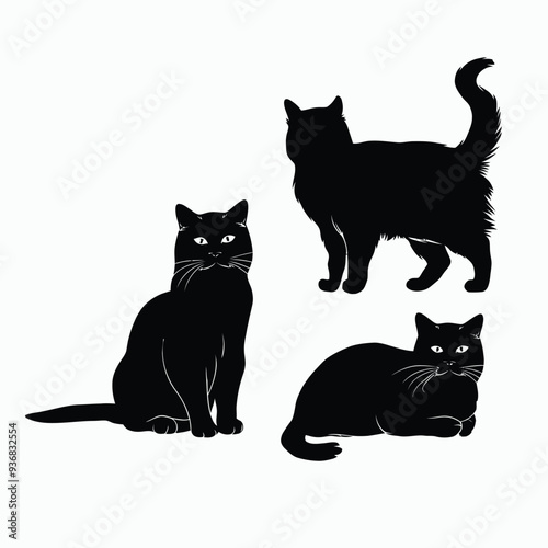 British Shorthair silhouette vector template cat illustration
