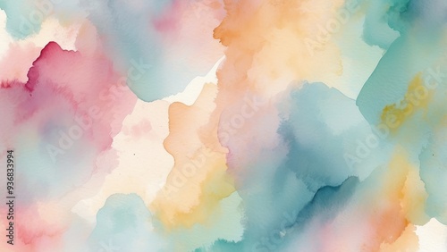 Abstract Watercolor Painting with Blending Colors