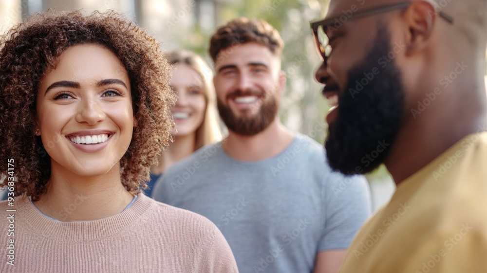 A group of people are smiling and laughing together A group of people are smiling and laughing together