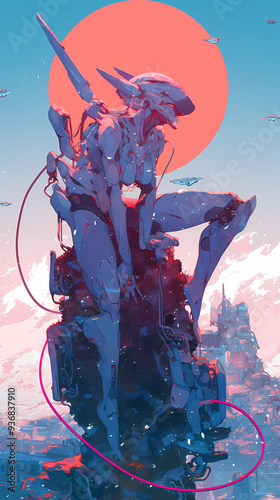 Futuristic Anime Mech Robot Character in Tech Inspired Manga Wallpaper