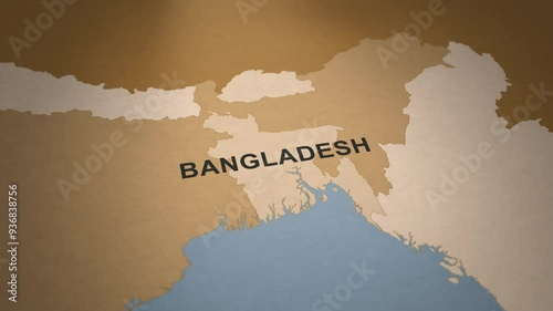 Old Paper Map of Bangladesh photo