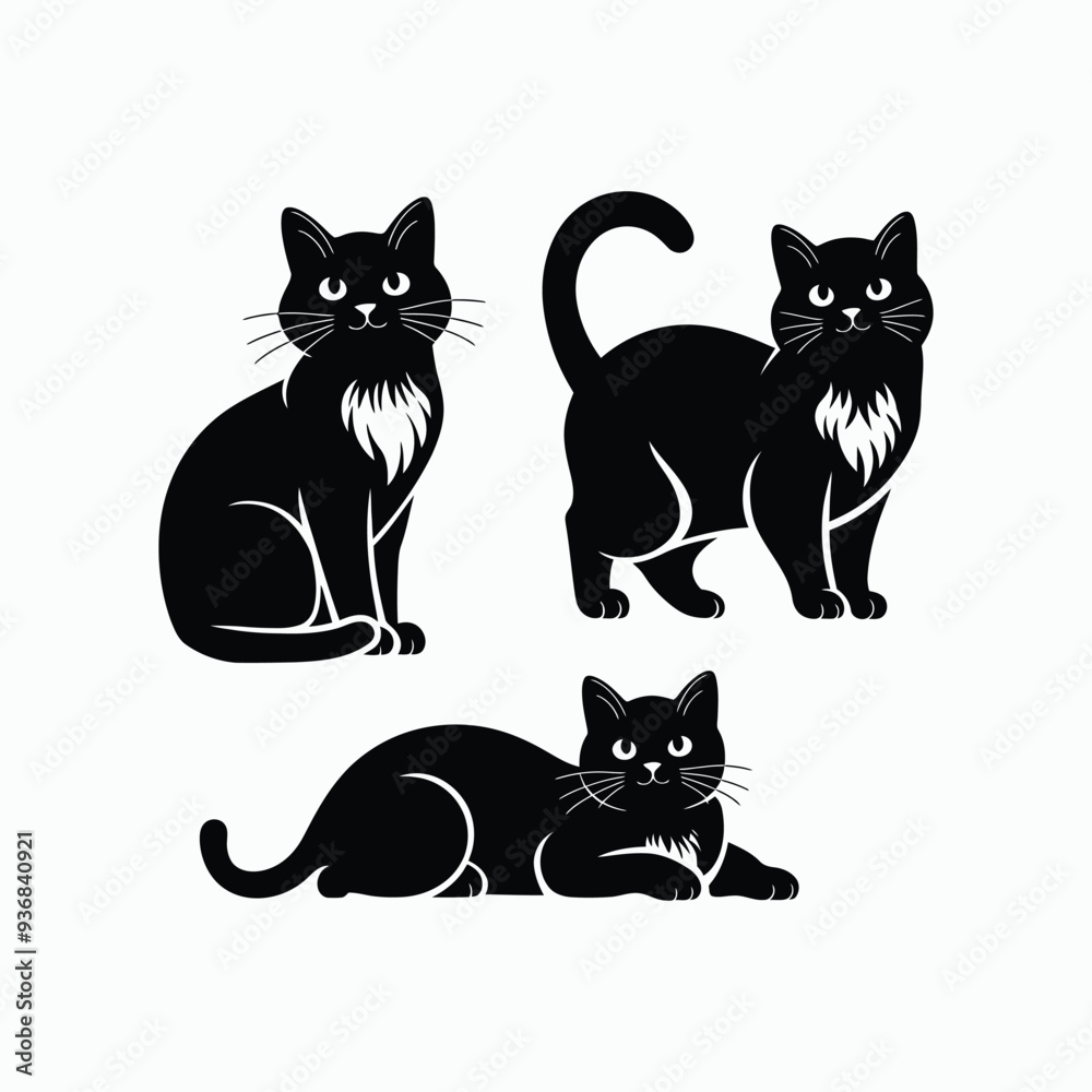 British Shorthair silhouette vector template cat illustration British Shorthair silhouette vector template cat illustration
