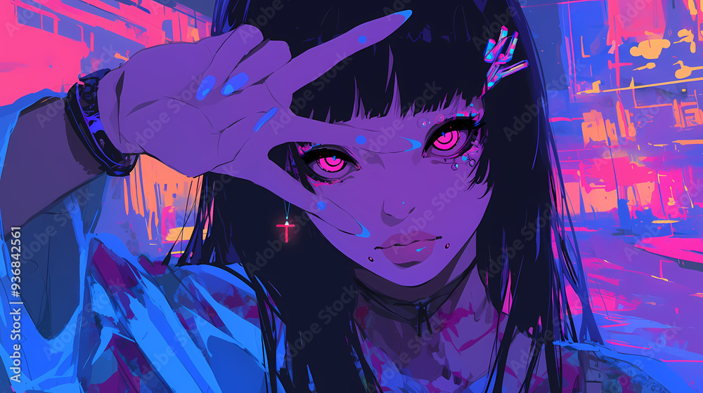 Naklejka premium Futuristic Anime Mech Robot Character in Tech Inspired Manga Wallpaper