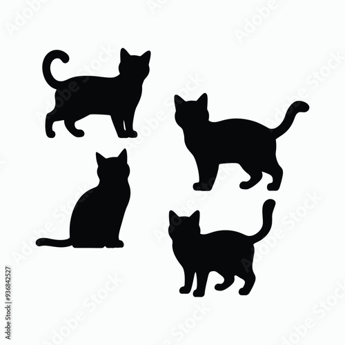 British Shorthair silhouette vector template cat illustration
