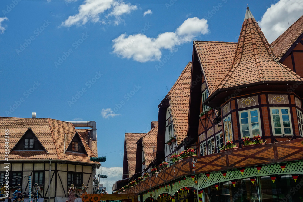 Blumenau, SC, Brazil - 01.21.2024: german village or Vila Germanica, tourist attractions center Blumenau, SC, Brazil - 01.21.2024: german village or Vila Germanica, tourist attractions center