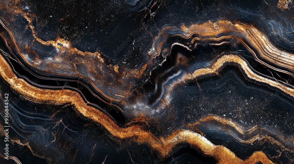 Luxurious black agate marble texture with golden veins, polished marble quartz stone background striped by nature with a unique patterning, it can be used for interior-exterior home décor, ai Luxurious black agate marble texture with golden veins, polished marble quartz stone background striped by nature with a unique patterning, it can be used for interior-exterior home décor, ai
