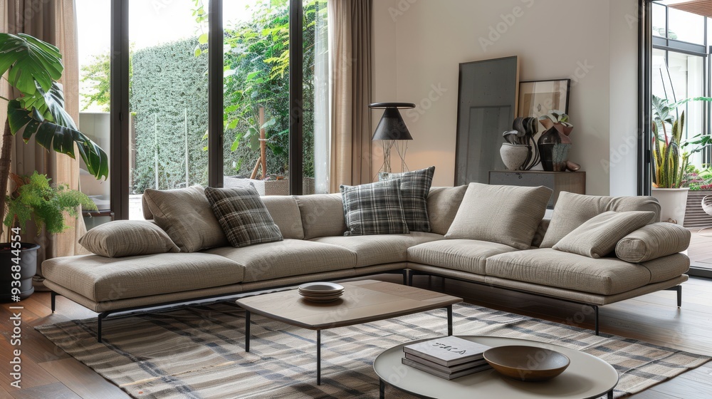 Fototapeta premium Minimalist Living Room with Modern Elegance