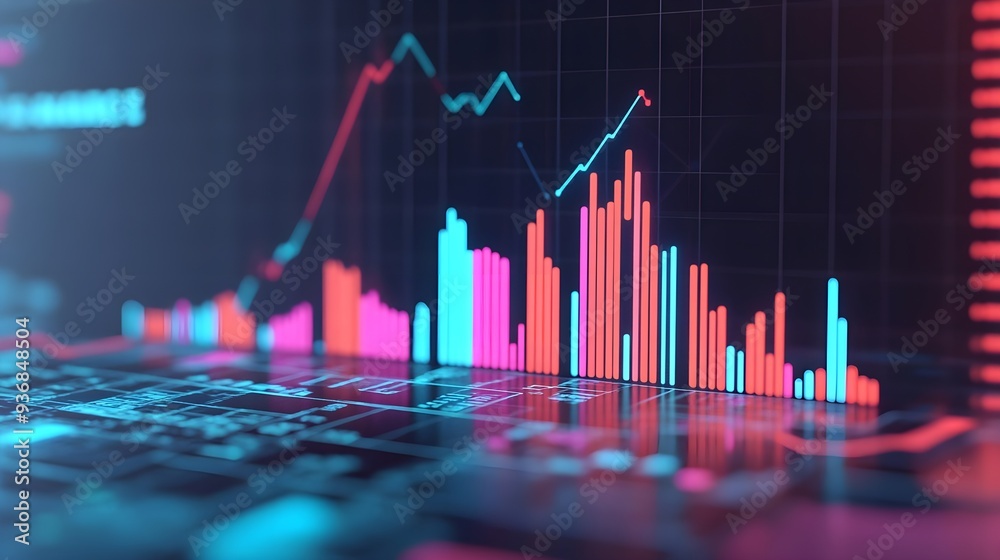 Upward Trend Neon Financial Chart Upward Trend Neon Financial Chart