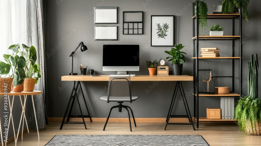 Modern home office setup based on the latest work from home trends Modern home office setup based on the latest work from home trends