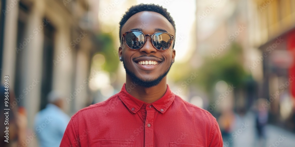 Fototapeta premium Happy Young Man with Sunglasses in a City