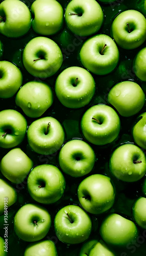 Floating Freshness: Green Apples on Water photo