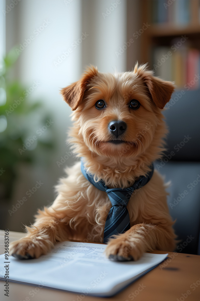 Adorable dog wearing a tie, sitting at a desk with papers, looking professional and serious. Ideal for business, pet, and office-related themes with a touch of cuteness.
Adorable dog wearing a tie, sitting at a desk with papers, looking professional and serious. Ideal for business, pet, and office-related themes with a touch of cuteness.