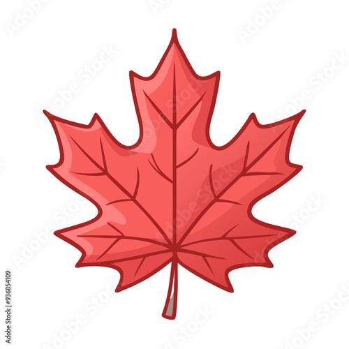 Simple red maple leaf icon with detailed veins