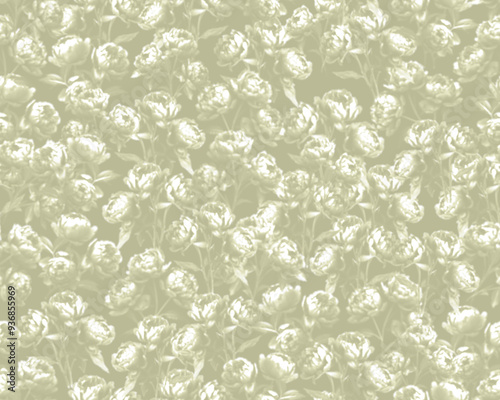 Gothic style seamless pattern with soft blurry poppies flowers. Halloween themed graphic print for clothing, fabric, wallpaper, home decor, wrapping paper