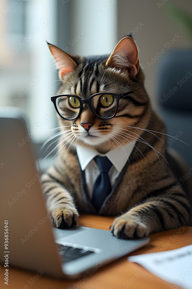 Cat wearing glasses working on a laptop, blending intelligence and humor in a feline form. Perfect for depicting smart pets, work-life balance, and humor in digital life.
Cat wearing glasses working on a laptop, blending intelligence and humor in a feline form. Perfect for depicting smart pets, work-life balance, and humor in digital life.