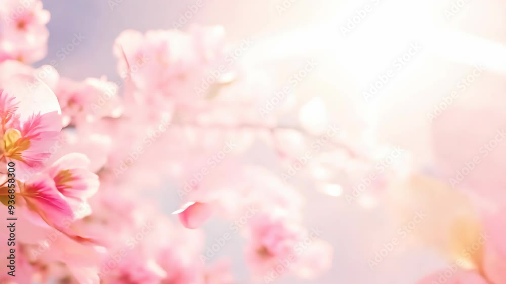 Enjoy the beauty of pink cherry blossoms in full bloom on a sunny spring day Enjoy the beauty of pink cherry blossoms in full bloom on a sunny spring day
