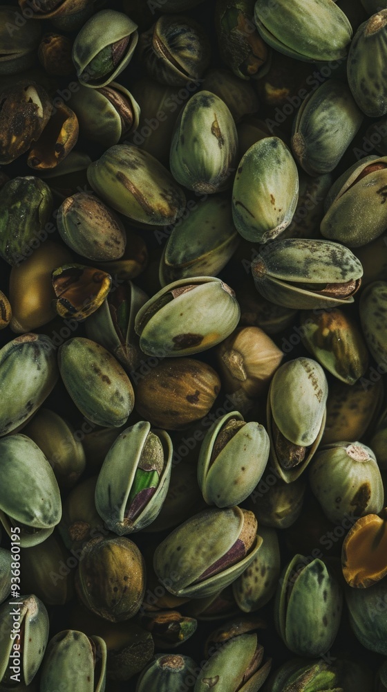 A textured backdrop showcases an assortment of raw pistachios, highlighting their unique shapes and earthy tones, creating a visually appealing pattern for backgrounds A textured backdrop showcases an assortment of raw pistachios, highlighting their unique shapes and earthy tones, creating a visually appealing pattern for backgrounds