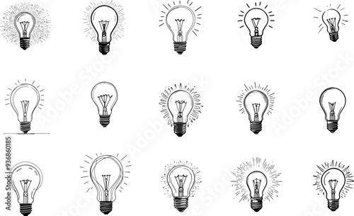 Collection d'ampoules, a ajuster selon besoins, vecteur isolé transparent