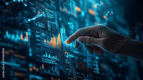 Businessman analysis calculates financial data of growth for long-term investments with digital graph and profitability generative AI