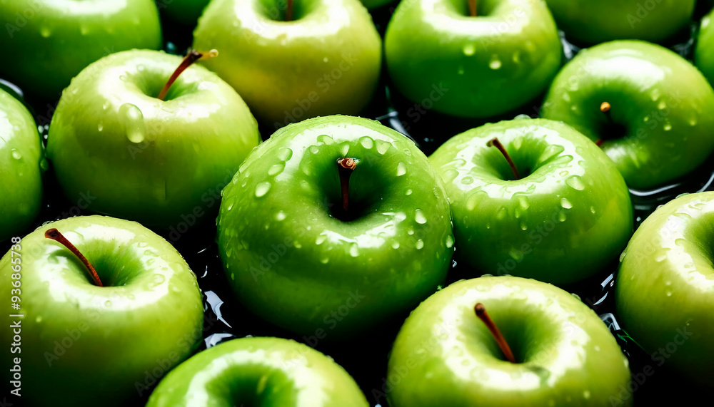 Pure Green Apples in Crystal Clear Water Pure Green Apples in Crystal Clear Water