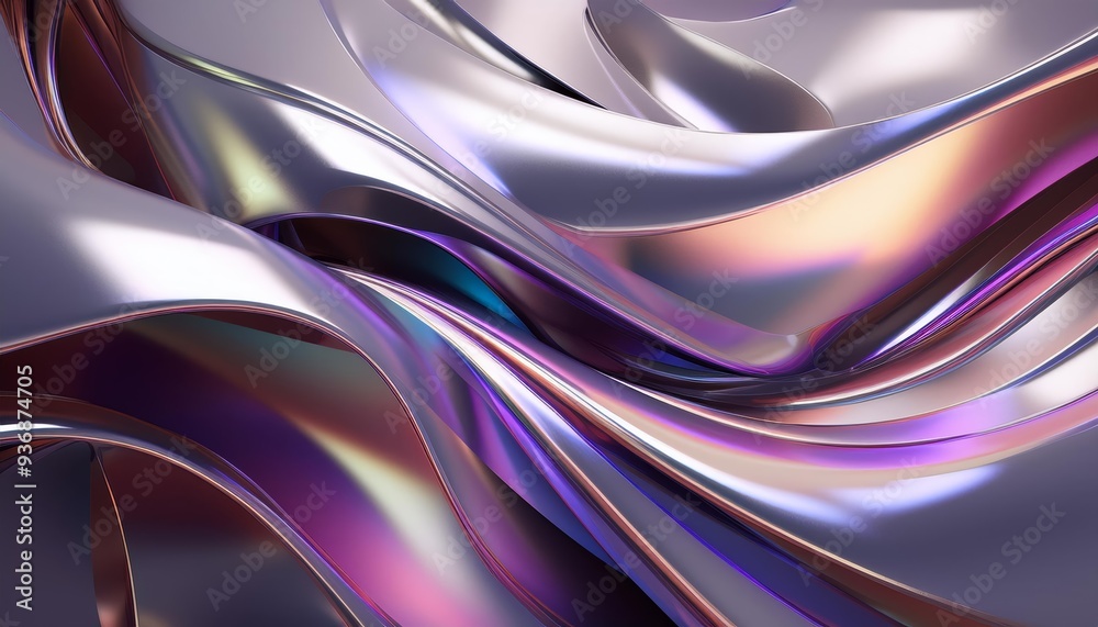 Abstract metallic curves with an iridescent sheen Abstract metallic curves with an iridescent sheen