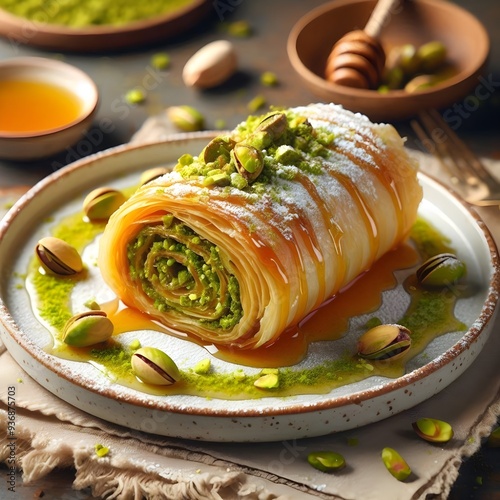 Fıstıklı sarma dessert traditionel Turquie