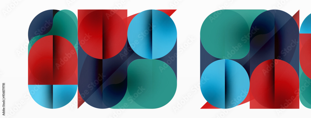Circles and round shapes geometric minimal background. Transparent geometric shapes composition for wallpaper, banner, background or landing Circles and round shapes geometric minimal background. Transparent geometric shapes composition for wallpaper, banner, background or landing