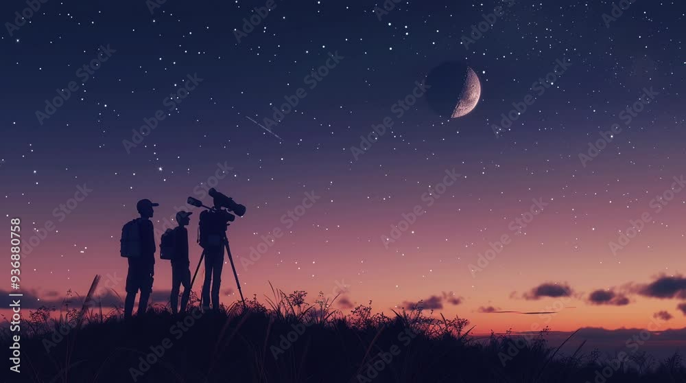 Man with a telescope on a hilltop observing the vast starry sky on a clear night, surrounded by nature
Seamless looping 4k time-lapse virtual video animation Generated AI Man with a telescope on a hilltop observing the vast starry sky on a clear night, surrounded by nature
Seamless looping 4k time-lapse virtual video animation Generated AI