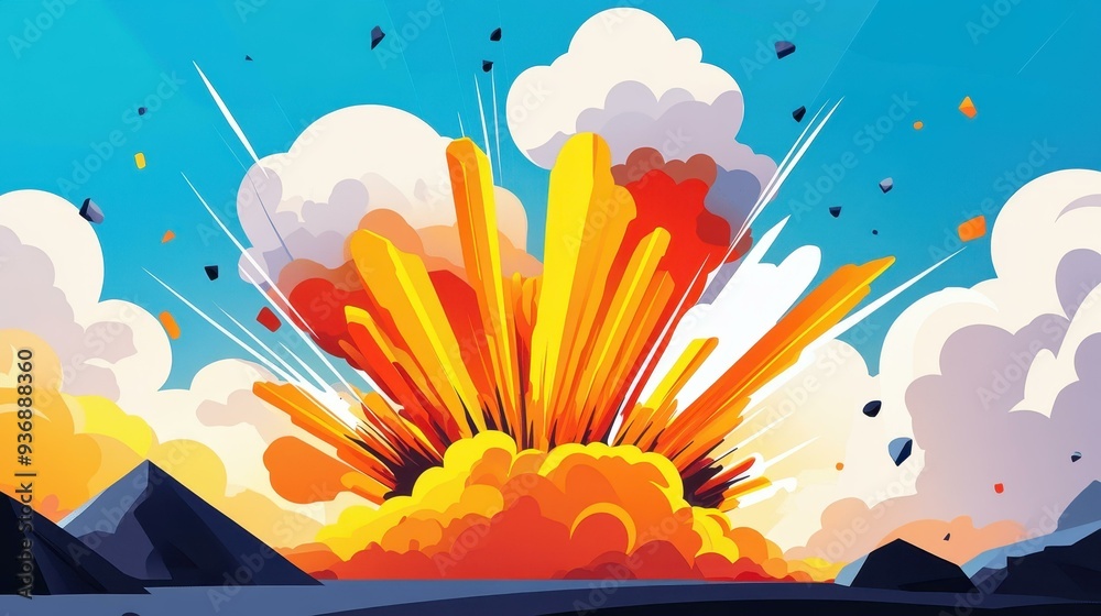 Irruption Cartoon Discover the vibrant eruption of Icelands volcanoes through colorful ...