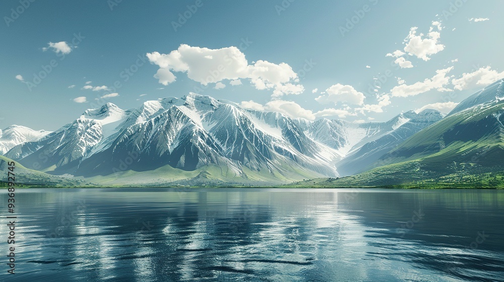 Snow-Capped Mountains Reflecting in a Still Lake Snow-Capped Mountains Reflecting in a Still Lake