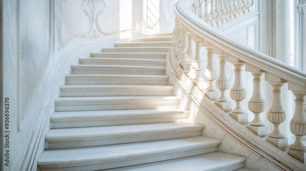 Elegant White Marble Staircase in a Grand Palace Elegant White Marble Staircase in a Grand Palace