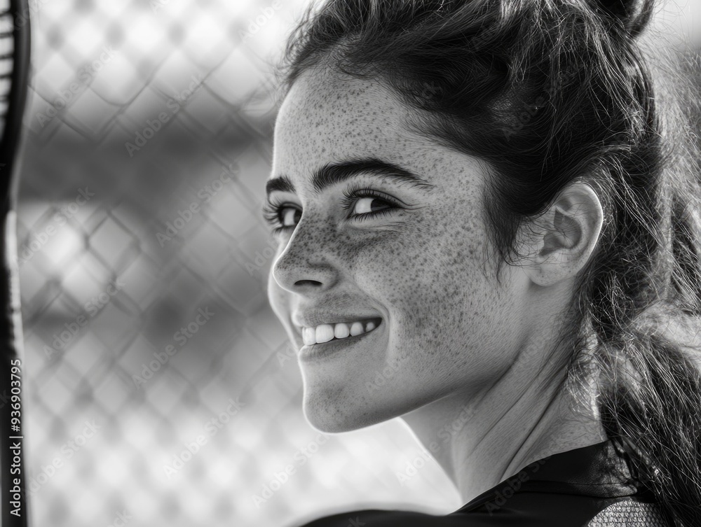 Fototapeta premium Excited Female Tennis Player Ready for the Game