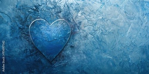 Blue Heart of Love. Minimalist Wallpaper Design photo