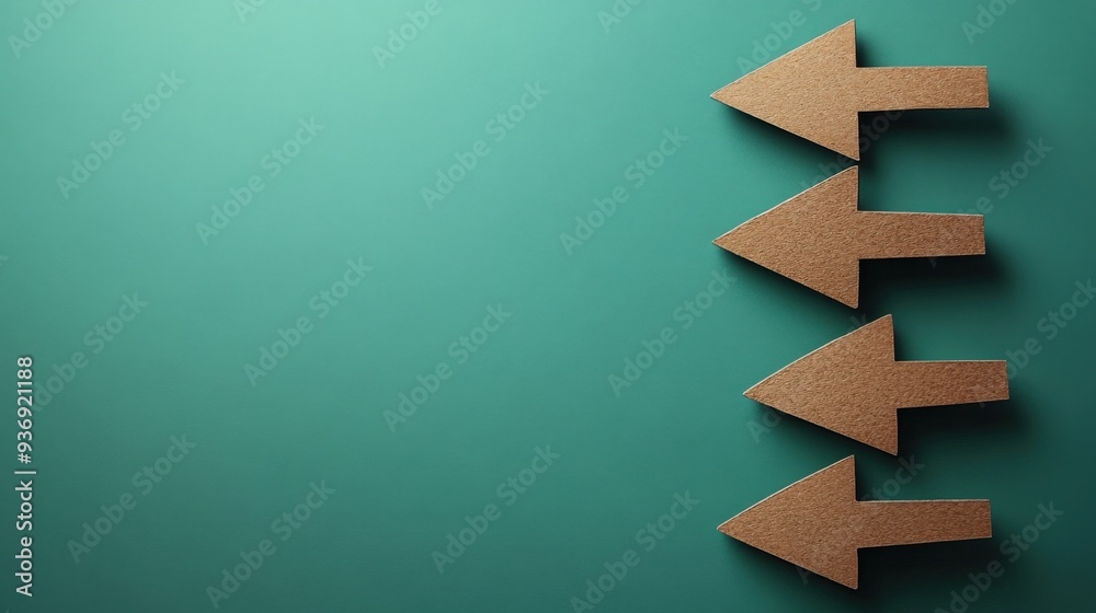 Leadership and development arrows, isolated background, close-up, realistic style, studio lighting, green backdrop Leadership and development arrows, isolated background, close-up, realistic style, studio lighting, green backdrop