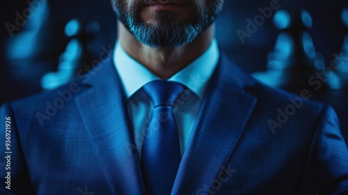 Wallpaper Mural Leader developing management and skills strategy, isolated background, close-up, realistic style, studio lighting, blue backdrop Torontodigital.ca