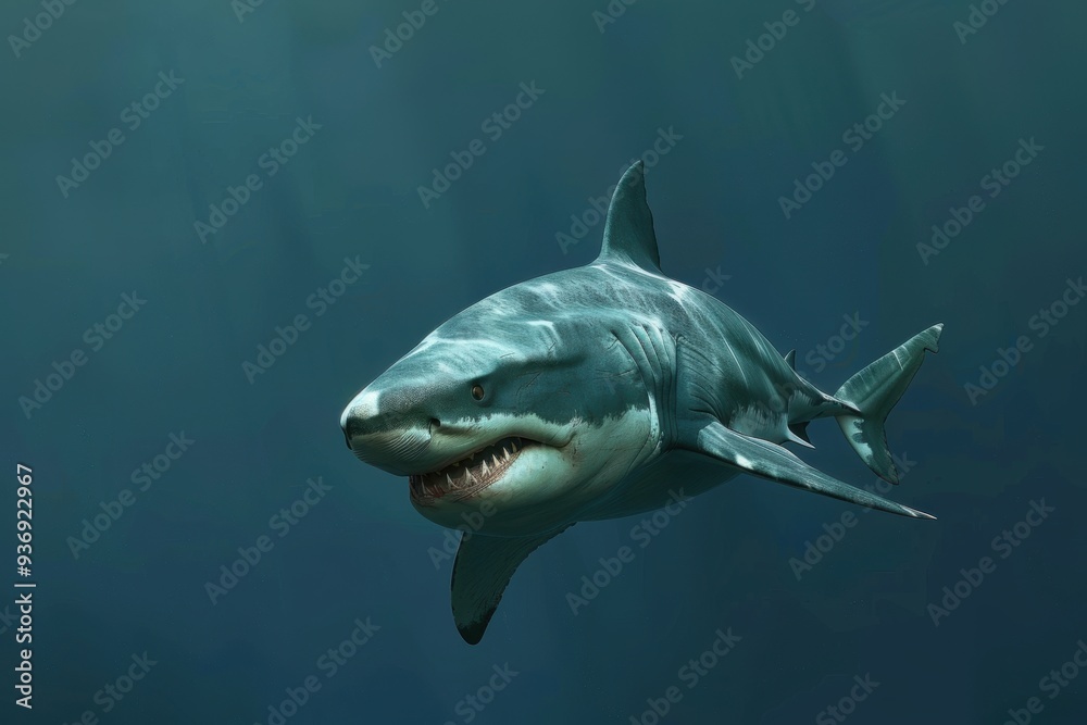 Naklejka premium Majestic Shark Swimming in Clear Waters. Aquatic Life concept