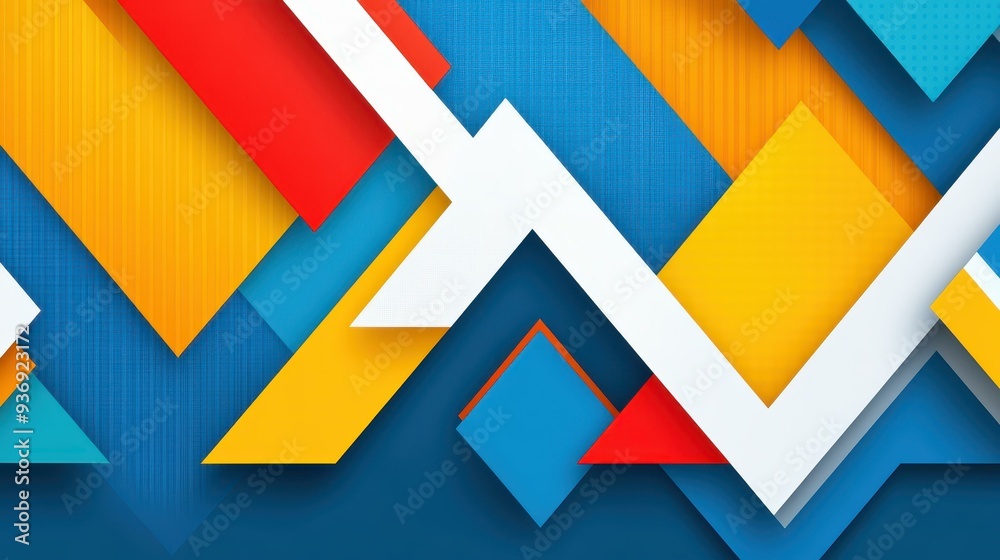 Bright and playful flat illustration with vibrant triangle lines on a soft background, perfect for eyecatching design.