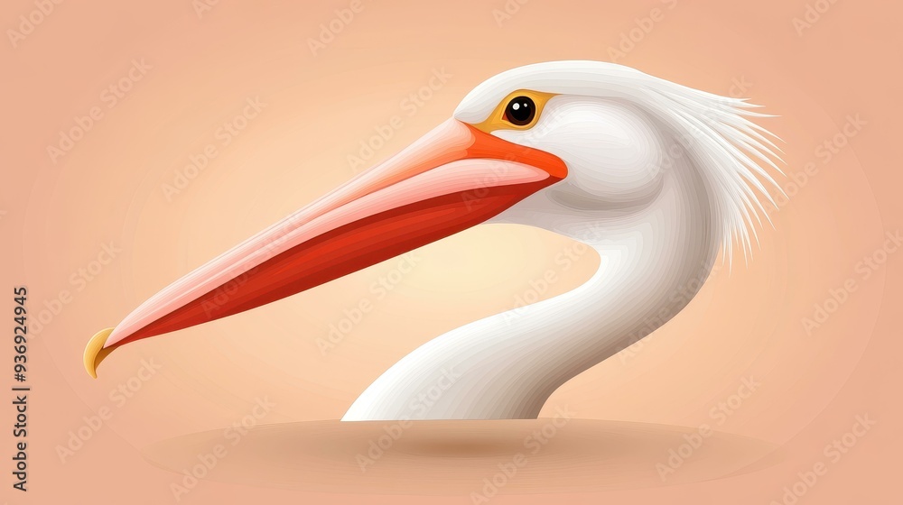 Fototapeta premium Discover a modern flat illustration featuring a Great White Pelican, showcasing its unique textures and playful charm.