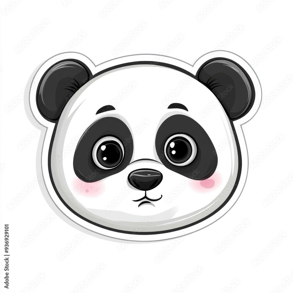 Cute sad panda face sticker illustration on a white background perfect for adding charm and personality to your belongings or as a delightful gift Cute sad panda face sticker illustration on a white background perfect for adding charm and personality to your belongings or as a delightful gift