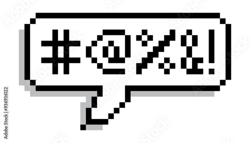 Pixel art 8-bit Heart speech bubble. black clip art. pixel art punctuation alphabet sign.