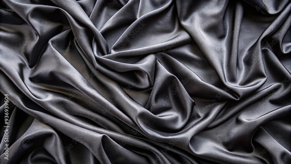 Fototapeta premium Top view of soft black fabric folds creating elegant texture