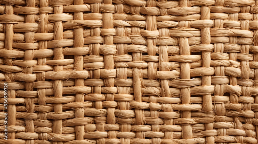 Close-up of woven straw texture with natural imperfections