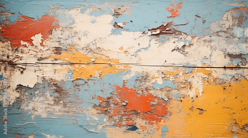 Abstract texture of peeling paint on an old wooden surface Abstract texture of peeling paint on an old wooden surface