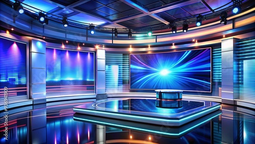 Modern virtual TV show background perfect for artistic shows, tech infomercials, and launch events photo